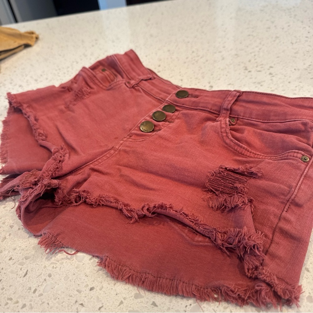 Billabong Button Fly Distressed Denim Cutoff Jean Short 26